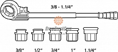 Диапазон применения клуппа трубного ручного Rothenberger Super Cut Set BSPT R 1/2"-3/4"-1"